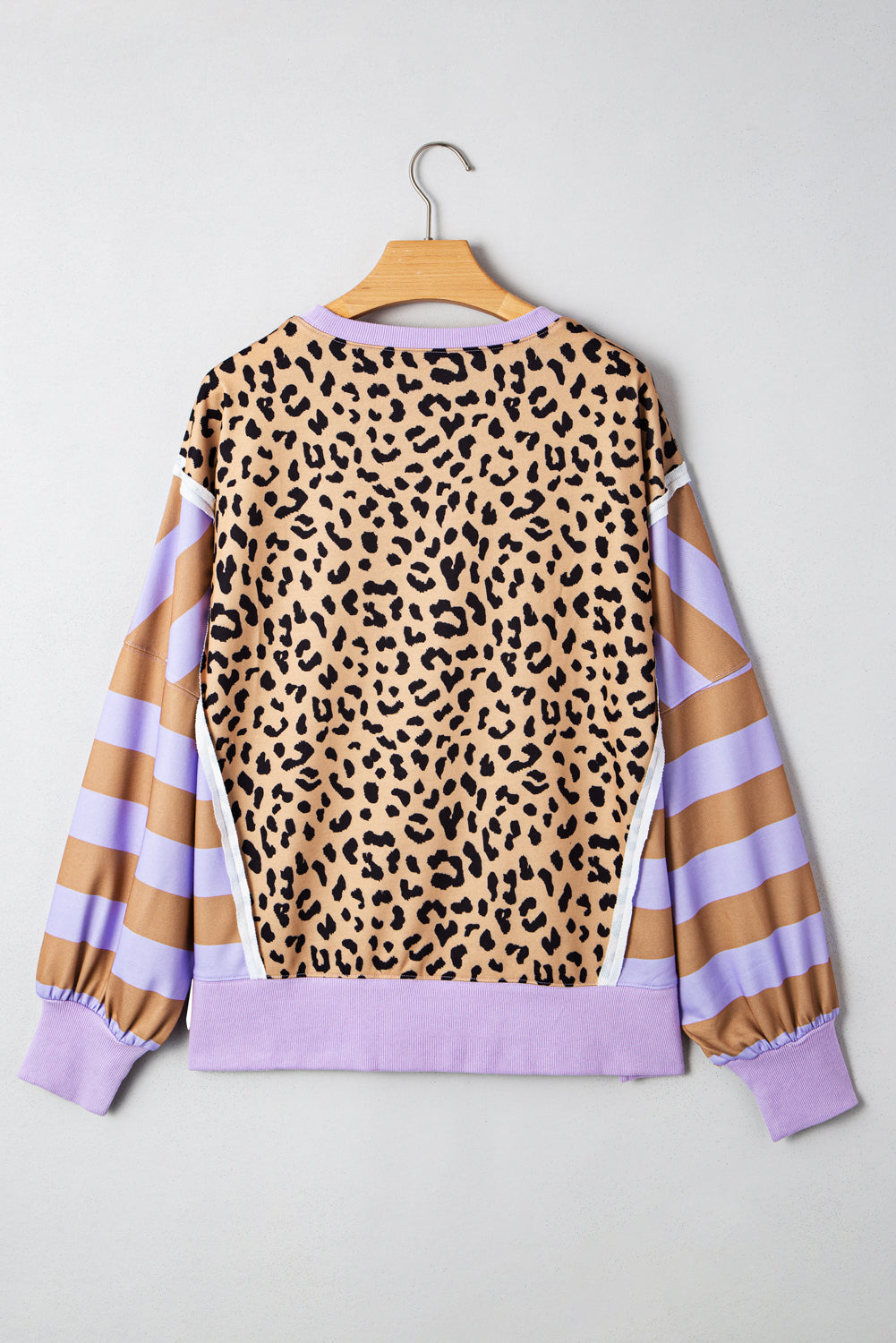 Women Stripe Leopard Casual Sweatshirt