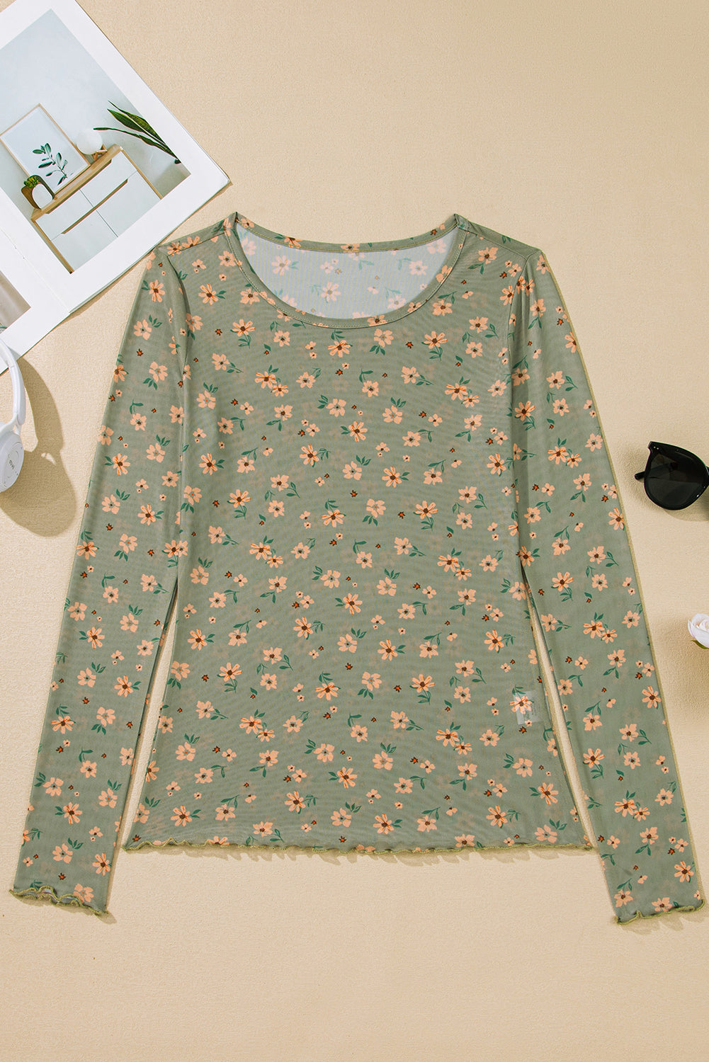 Women Vintage Floral Print Long Sleeve Top