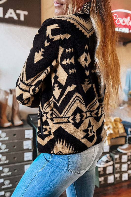 Women Black Western Aztec Sweatshirt