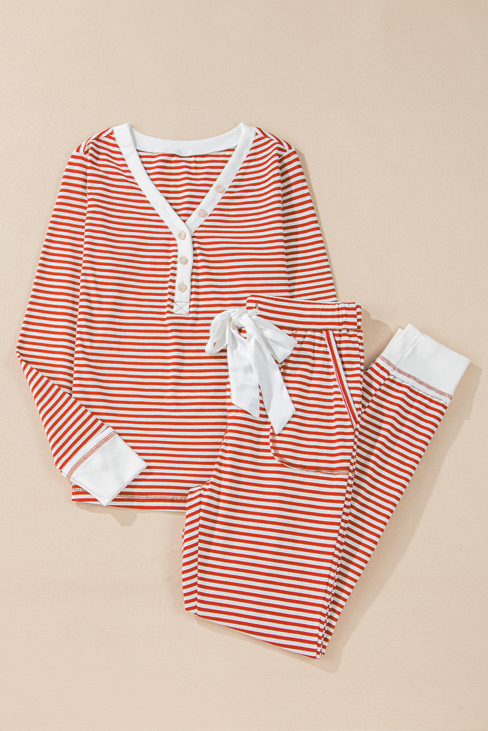 Women Red Stripe Lounge Set