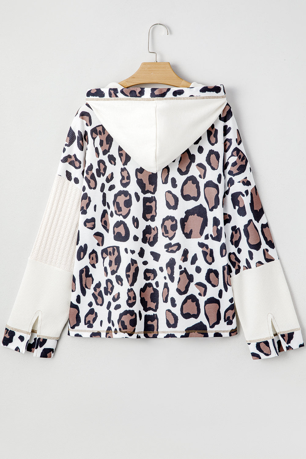 Women Apricot Oversized Leopard Hoodie