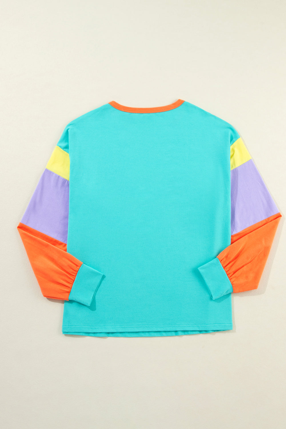 Women Colorblock Patchwork Long Sleeve Loose Top