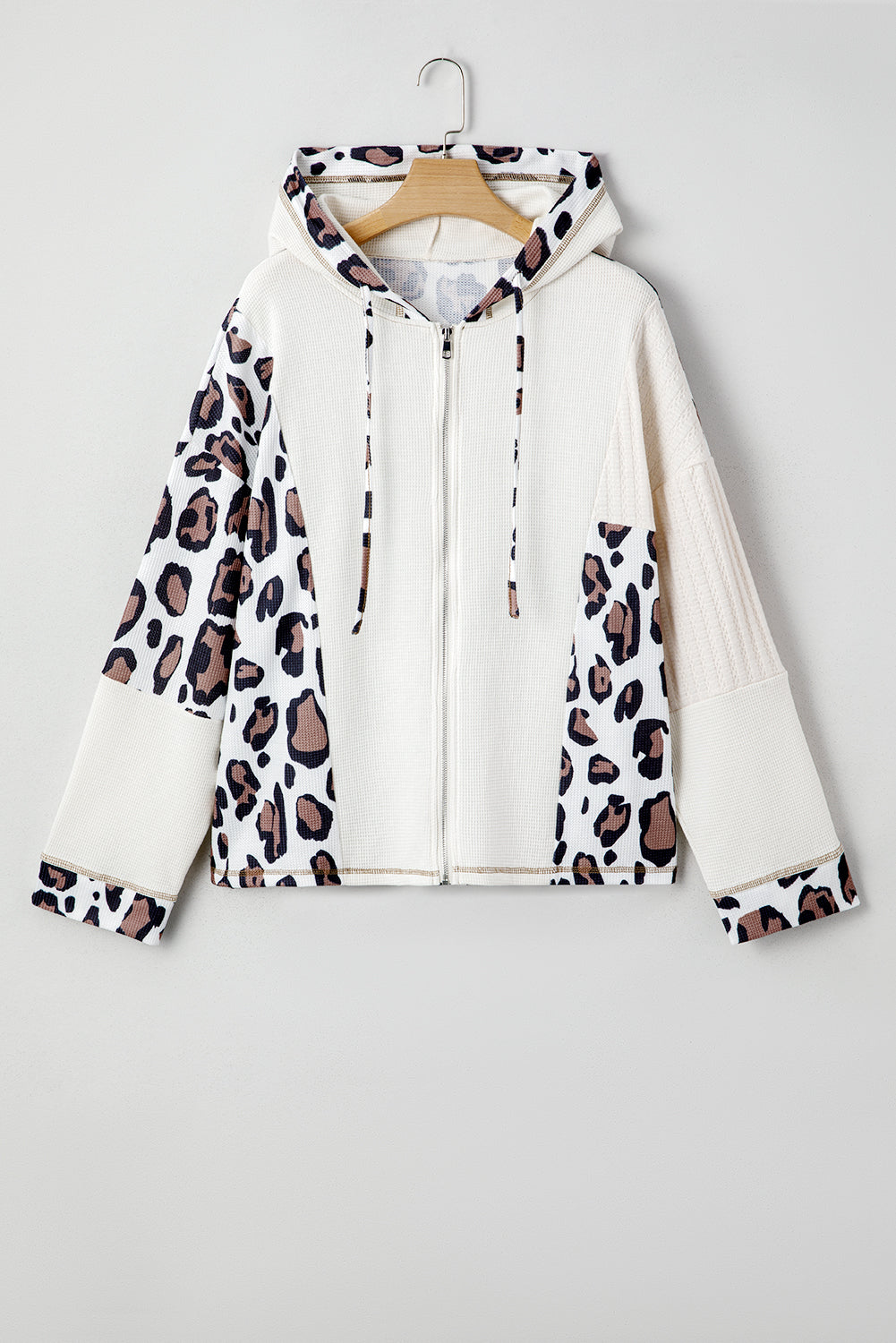 Women Apricot Oversized Leopard Hoodie