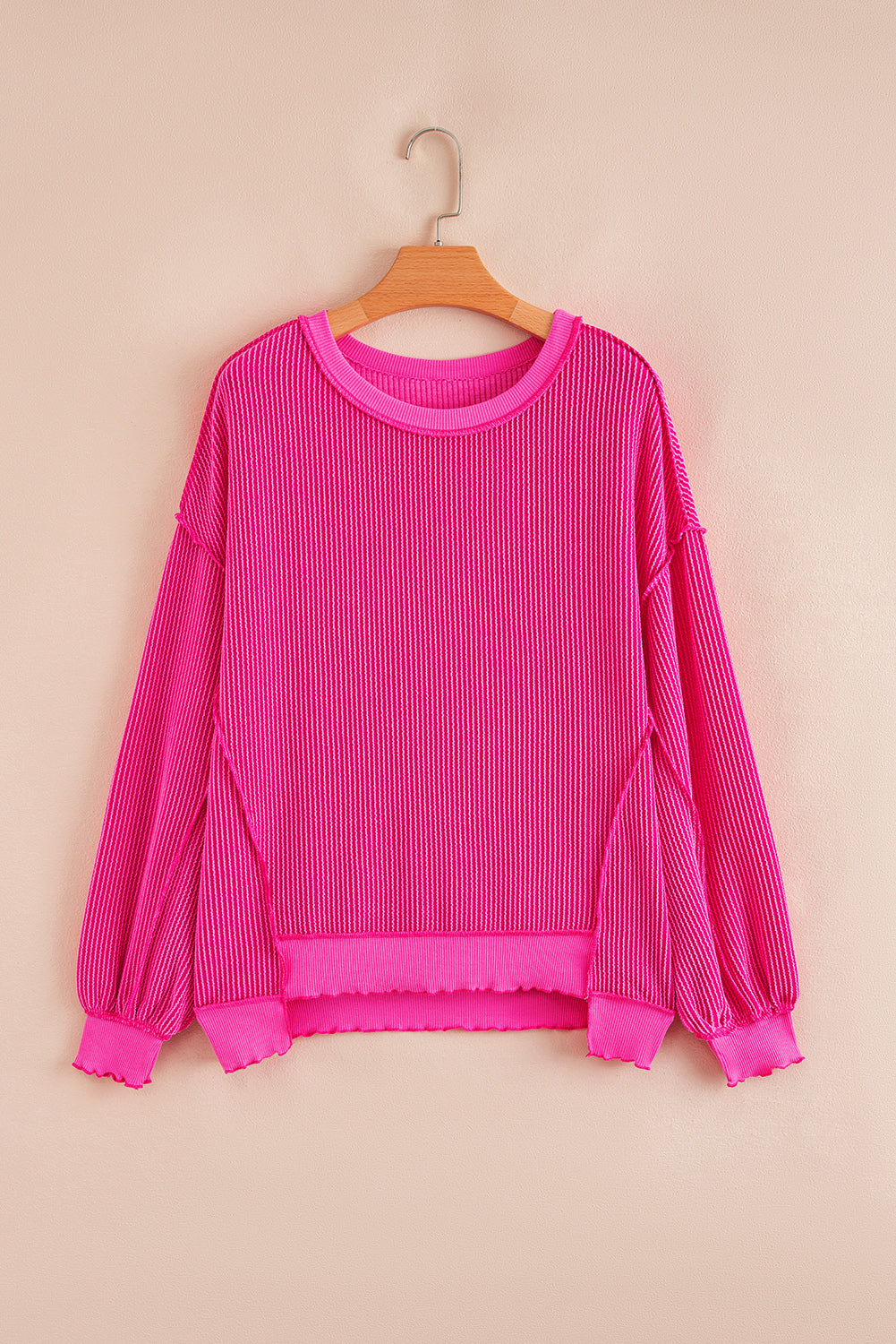 Women Strawberry Pink Loose Knit Top
