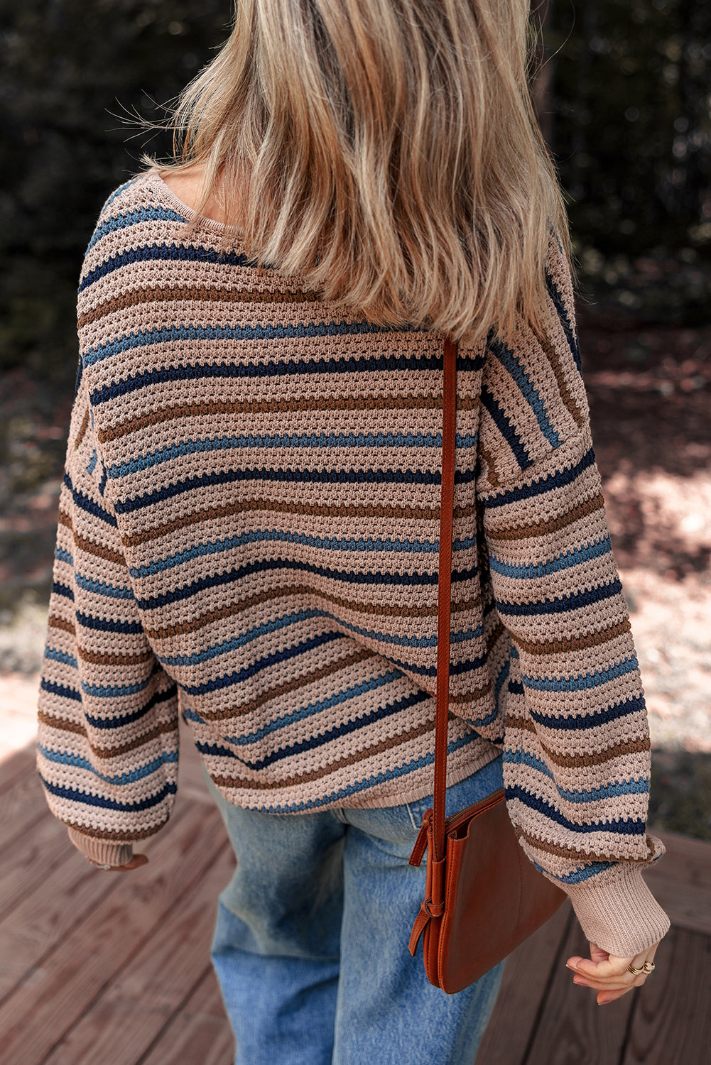 Women Multicolour Striped Knitted Round Neck Sweater