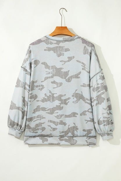 Women Multicolour Retro Camouflage Print Sweatshirt