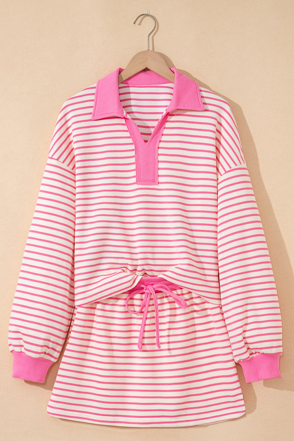 Women Stripe Pullover and Skort 2pcs Outfit