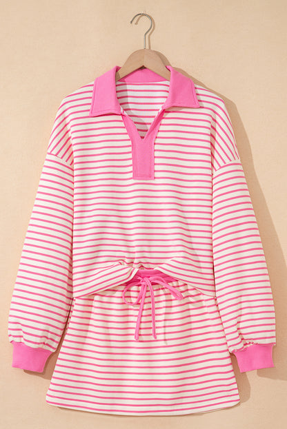 Women Stripe Pullover and Skort 2pcs Outfit