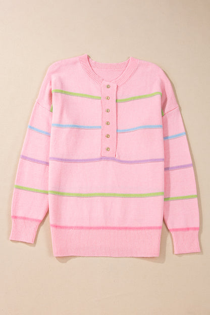Women Rainbow Stripes Sweater