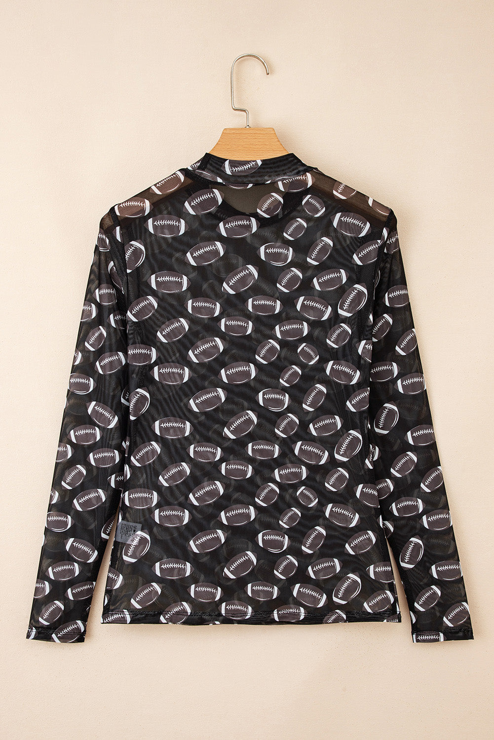 Women Game Day Rugby Mesh Sheer Long Sleeve Top