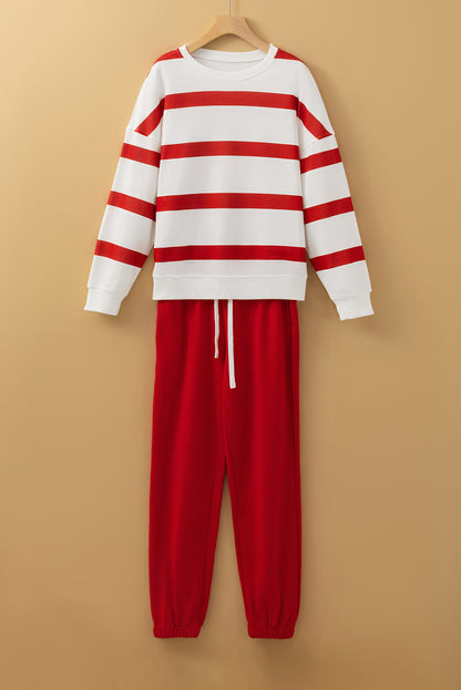 Women Drop Shoulder Pullover and Jogger Pants Set