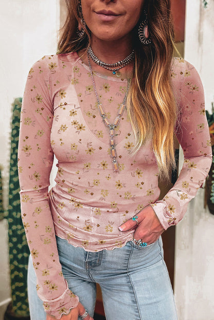 Women Vintage Floral Print Long Sleeve Top