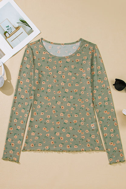 Women Vintage Floral Print Long Sleeve Top