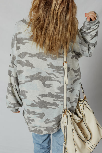 Women Multicolour Retro Camouflage Print Sweatshirt