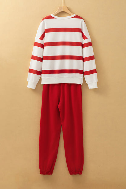 Women Drop Shoulder Pullover and Jogger Pants Set