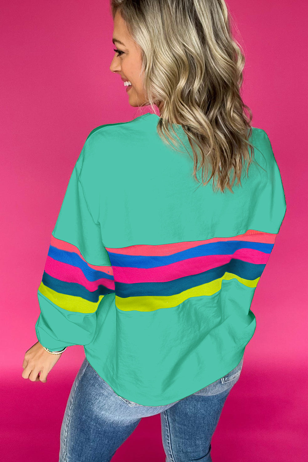Women Striped Accent Long Sleeve T Shirt