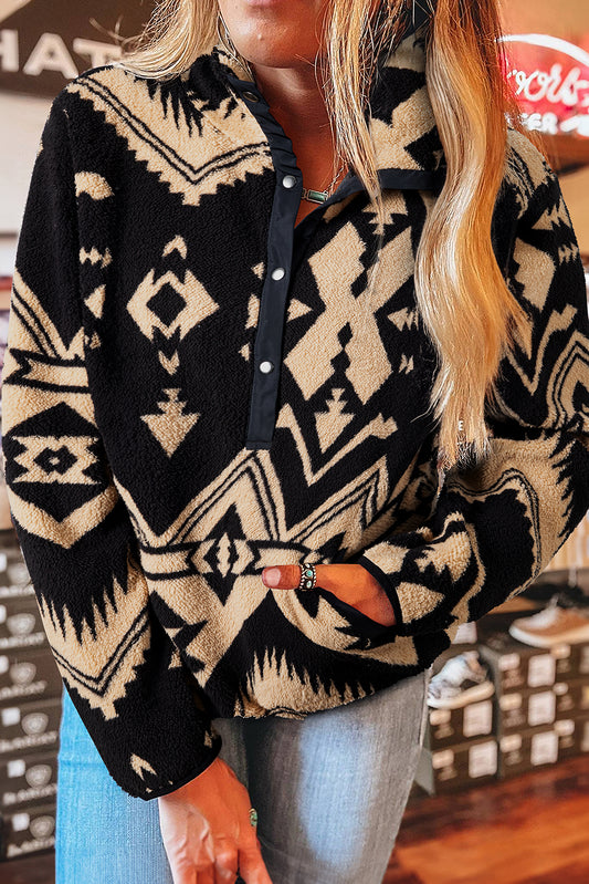 Women Black Western Aztec Sweatshirt