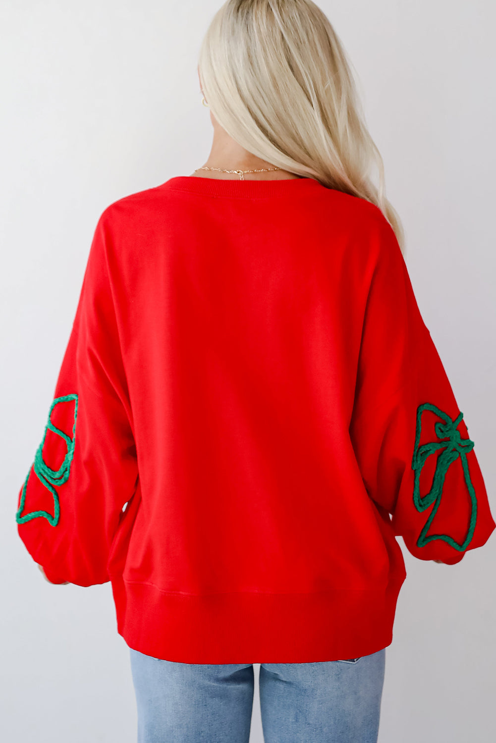 Women Corded Christmas Pattern Oversize Sweatshirt