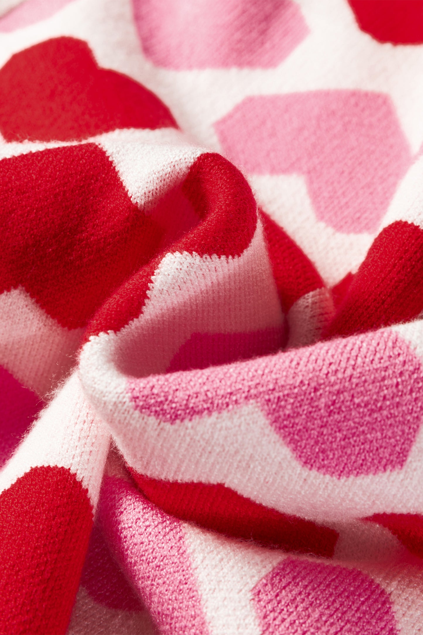 Women Pink Heart Print Valentine Crew Neck Short Sleeve Sweater