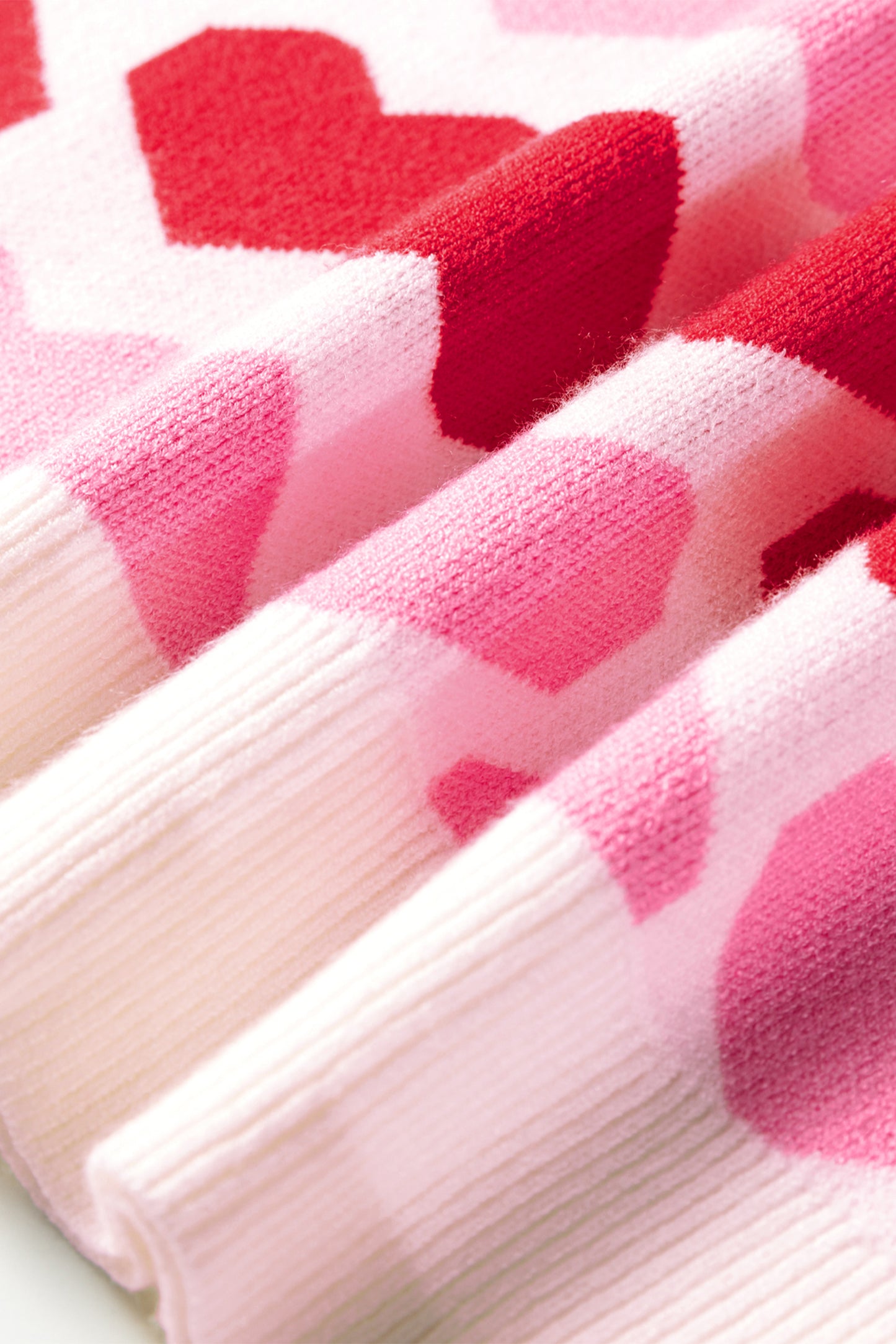 Women Pink Heart Print Valentine Crew Neck Short Sleeve Sweater