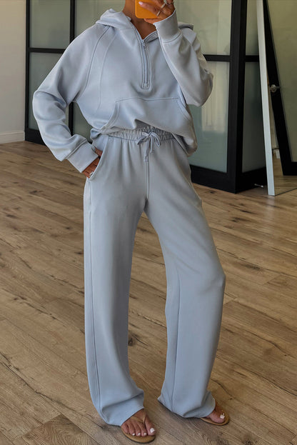 Women Half Zip Hoodie And Pants 2pcs Outfit