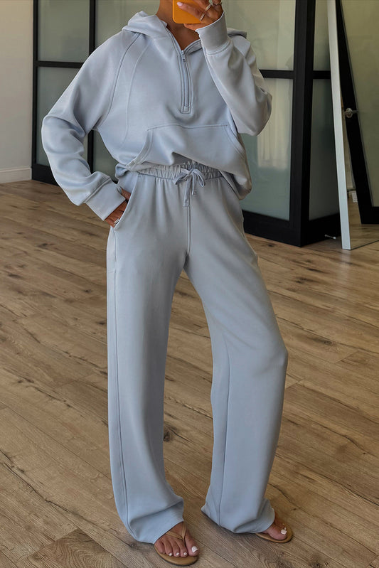 Women Half Zip Hoodie And Pants 2pcs Outfit