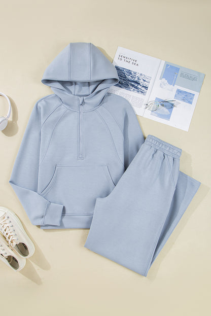 Women Half Zip Hoodie And Pants 2pcs Outfit