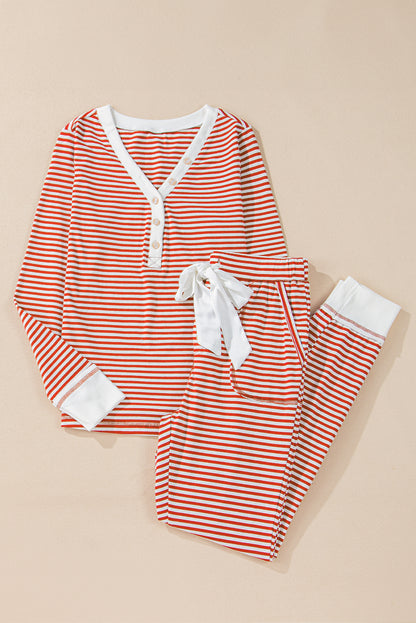 Women Red Stripe Lounge Set