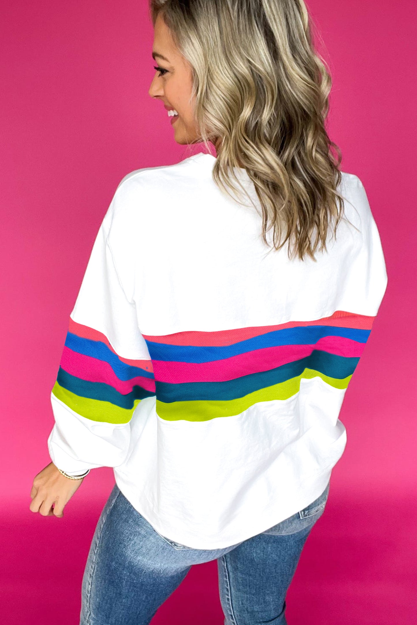 Women Striped Accent Long Sleeve T Shirt