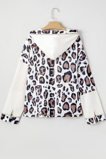 Women Apricot Oversized Leopard Hoodie