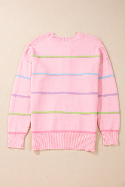 Women Rainbow Stripes Sweater