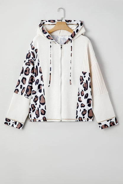 Women Apricot Oversized Leopard Hoodie