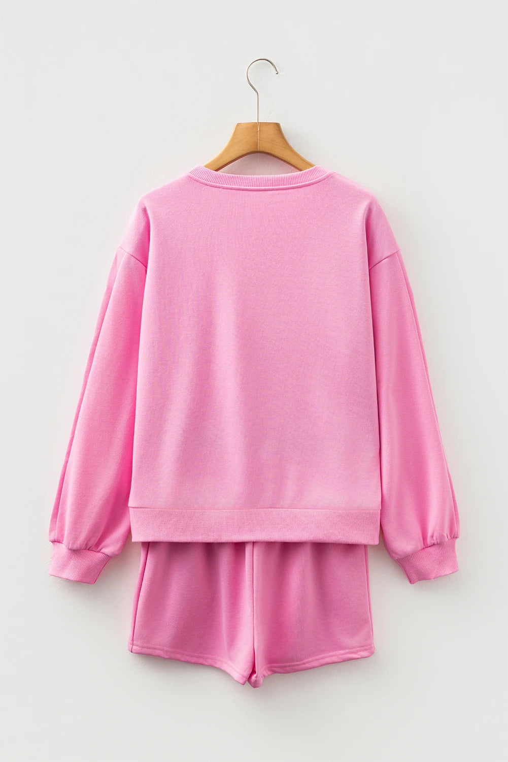 Sachet Pink Girly Bow Embroidered Pullover 2pcs Short Set