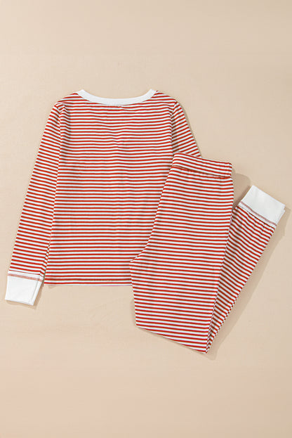 Women Red Stripe Lounge Set